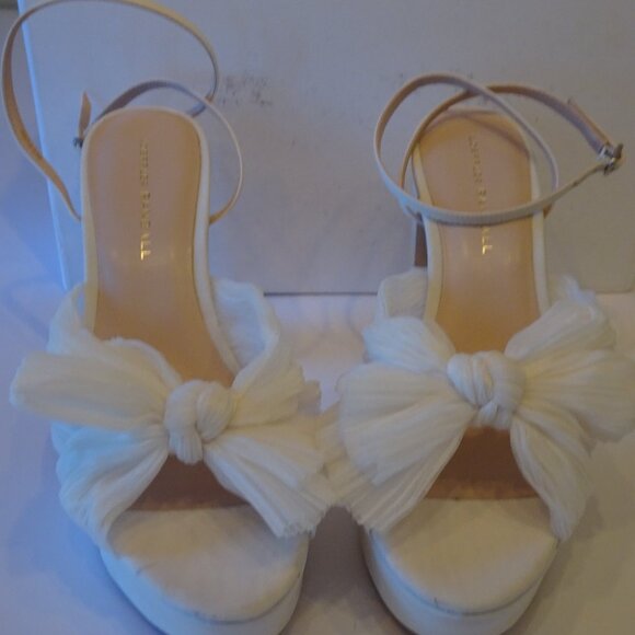 Loeffler Randall Pearl Platform Bow Ankle Strap Sandals Sz 8 NWOB 698 IRRG - Picture 7 of 11